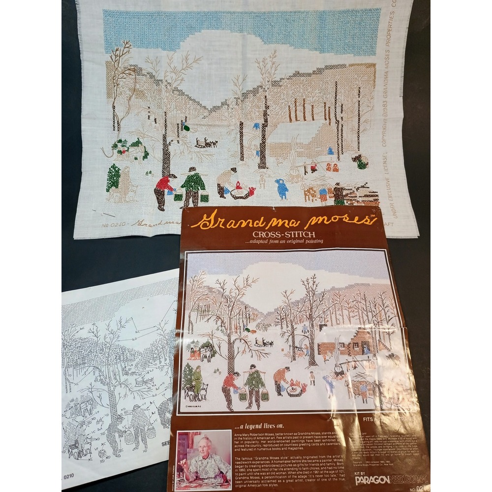 Grandma Moses Sugaring Off Cross‎ Stitch Kit Paragon Needlecraft 0210 HALF-DONE